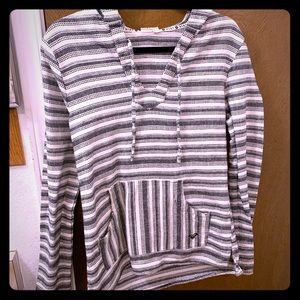 Roxy Striped Woven Pullover Hooded Sweater